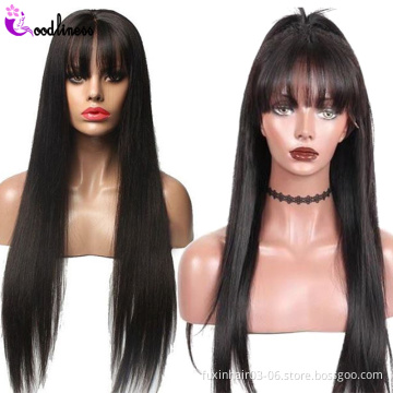 Malaysia 30 Inch PrePlucked Wig With Baby Hair Fring Straight Human Hair HD Transparent Lace Front Wig With Bang For Black Women